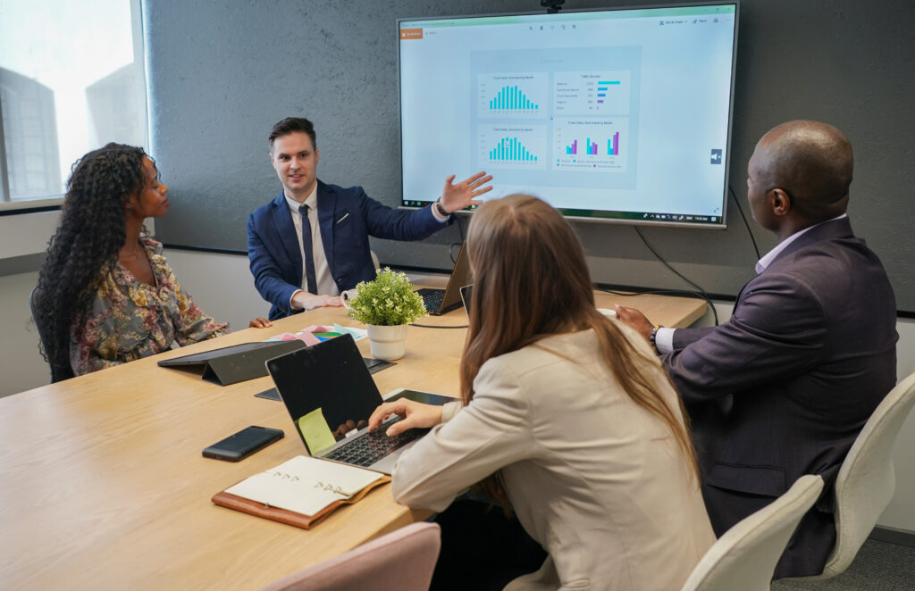 People Strategizing in a blockchain meeting